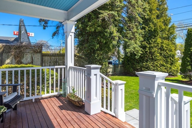 wooden deck featuring covered porch