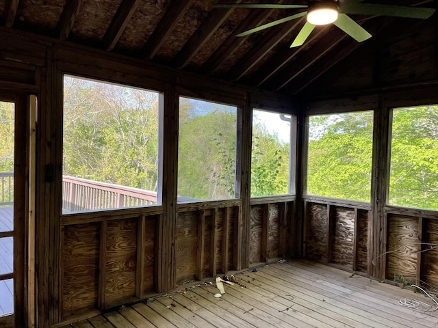 48 N Main St, New Salem, MA 01355 - unfurnished sunroom with ceiling fan and vaulted ceiling