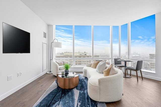 living room featuring hardwood / wood-style floors