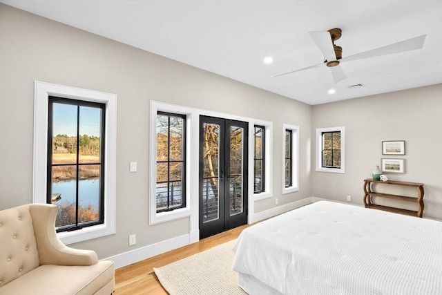 38 Old Shipyard Ln, Hanover, MA 02339 - bedroom featuring light wood-style floors, baseboards, french doors, access to outside, and recessed lighting