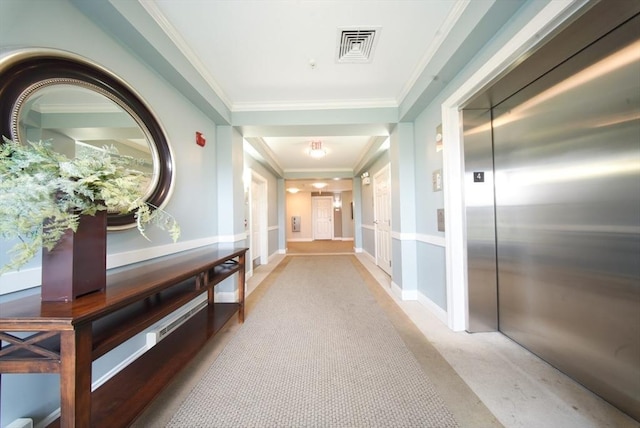 35 Commonwealth Ave Unit 404, Newton, MA 02467 - hall featuring elevator and ornamental molding