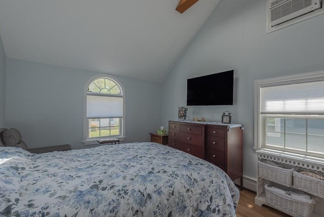 17 Woodcliff Rd, Quincy, MA 02169 - bedroom with dark wood-style flooring, a baseboard radiator, and high vaulted ceiling