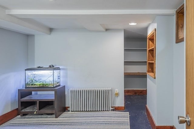 17 Woodcliff Rd, Quincy, MA 02169 - hall with radiator, baseboards, recessed lighting, and beamed ceiling