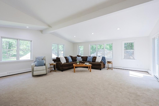 13 Dixon Cir, Holliston, MA 01746 - carpeted living room featuring a baseboard radiator and recessed lighting
