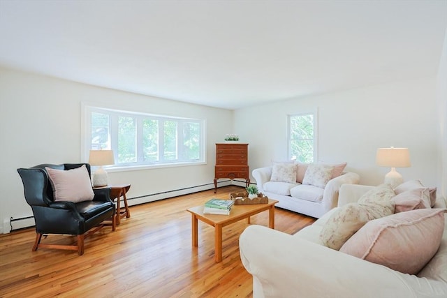 13 Dixon Cir, Holliston, MA 01746 - living area featuring a baseboard radiator and light wood-style flooring