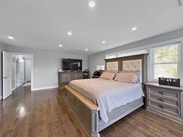 851 Forest St, North Andover, MA 01845 - bedroom featuring dark wood-style floors, recessed lighting, and baseboards