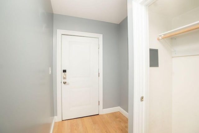 doorway with light hardwood / wood-style floors