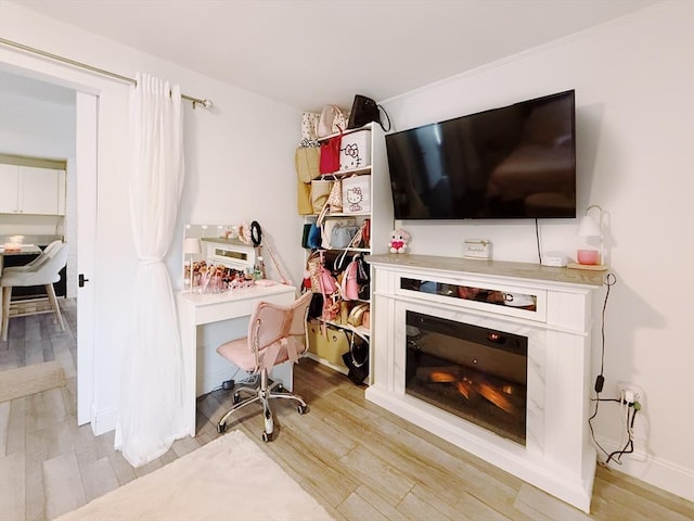 home office featuring light wood-style floors