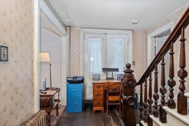 entrance foyer with radiator heating unit