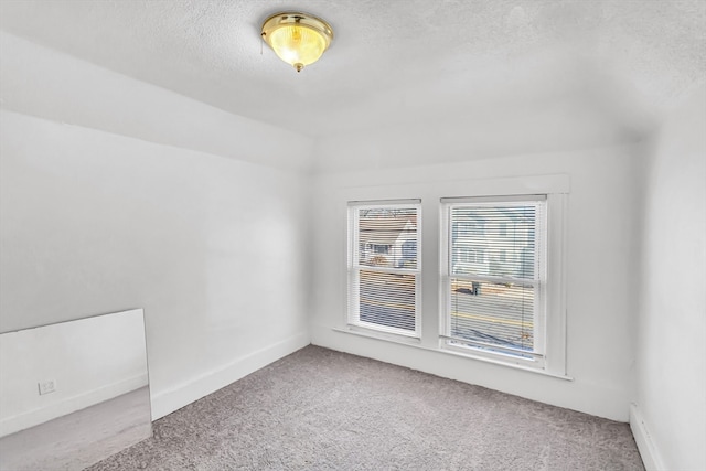 empty room featuring carpet floors and a textured ceiling