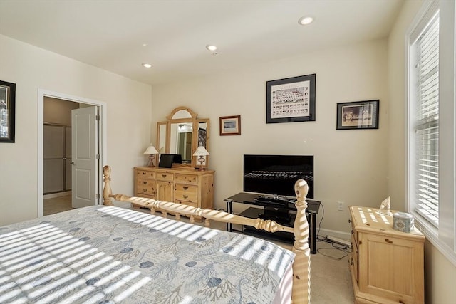 bedroom with baseboards and recessed lighting