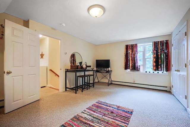 office area with a baseboard radiator