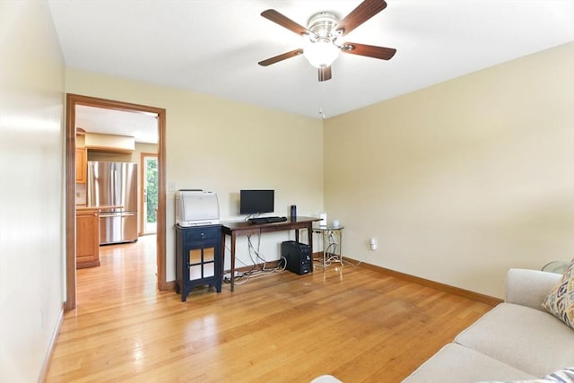 36 Apple Ridge Rd, West Springfield, MA 01089 - office area with ceiling fan, light wood-style floors, and baseboards
