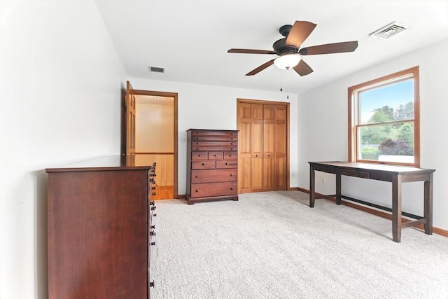 36 Apple Ridge Rd, West Springfield, MA 01089 - bedroom with light colored carpet, a closet, ceiling fan, and baseboards