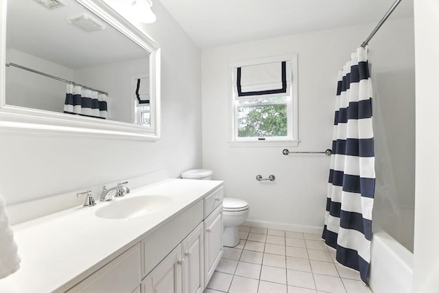 36 Apple Ridge Rd, West Springfield, MA 01089 - bathroom featuring vanity, toilet, tile patterned floors, shower / bath combination with curtain, and baseboards