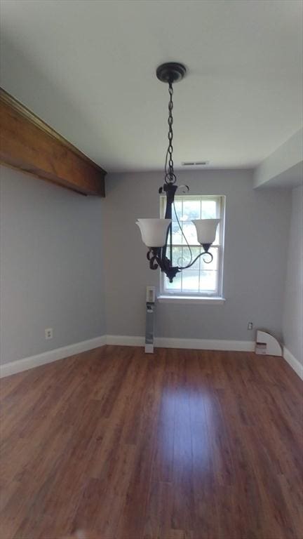 unfurnished dining area with dark hardwood / wood-style floors