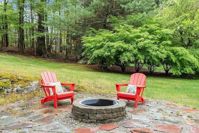 view of patio featuring an outdoor fire pit