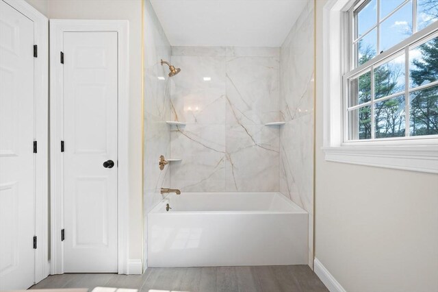 46 Mansfield Ave, Norton, MA 02766 - full bathroom featuring baseboards, bathing tub / shower combination, wood finished floors, and plenty of natural light