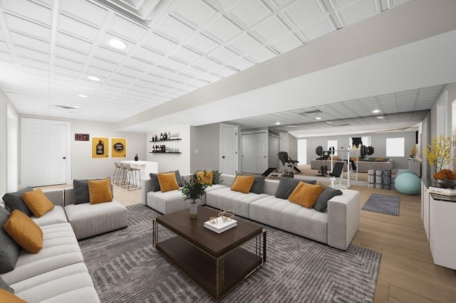 46 Mansfield Ave, Norton, MA 02766 - living area featuring recessed lighting, visible vents, and wood finished floors