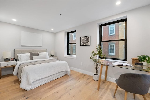 190 Salem St Unit 2, Boston, MA 02113 - bedroom featuring multiple windows, light wood-style floors, baseboards, and recessed lighting