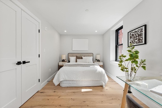 190 Salem St Unit 2, Boston, MA 02113 - bedroom featuring light wood-style floors, recessed lighting, and baseboards