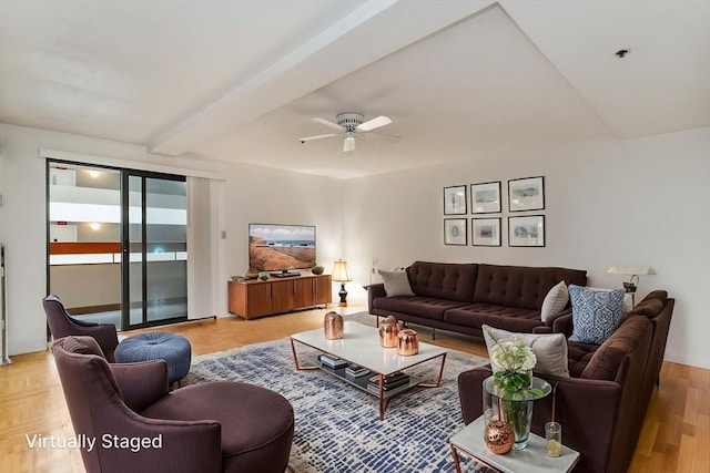 357 Commercial St Unit 219, Boston, MA 02109 - living room with beamed ceiling, ceiling fan, and baseboards