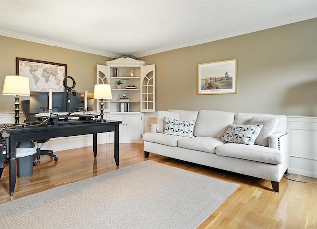 56 R F Higgins Dr, Norwell, MA 02061 - office space with crown molding, wood finished floors, and a wainscoted wall