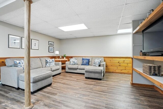 56 R F Higgins Dr, Norwell, MA 02061 - living area featuring a paneled ceiling and wood finished floors
