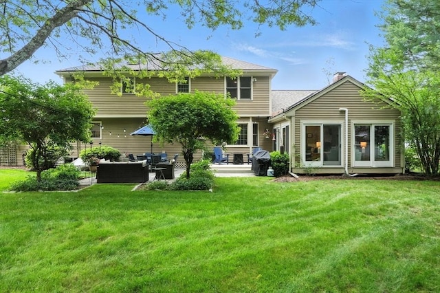 56 R F Higgins Dr, Norwell, MA 02061 - back of house featuring outdoor lounge area, a yard, and a patio