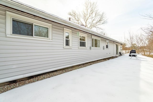 view of snow covered exterior