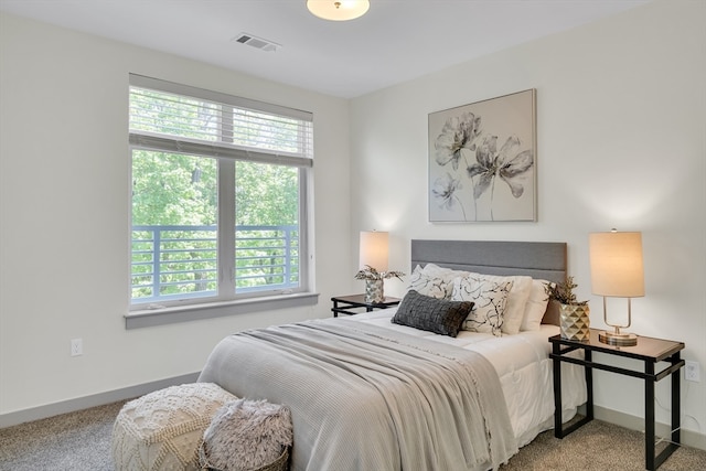 carpeted bedroom with multiple windows