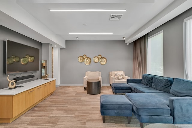 living room featuring light hardwood / wood-style floors