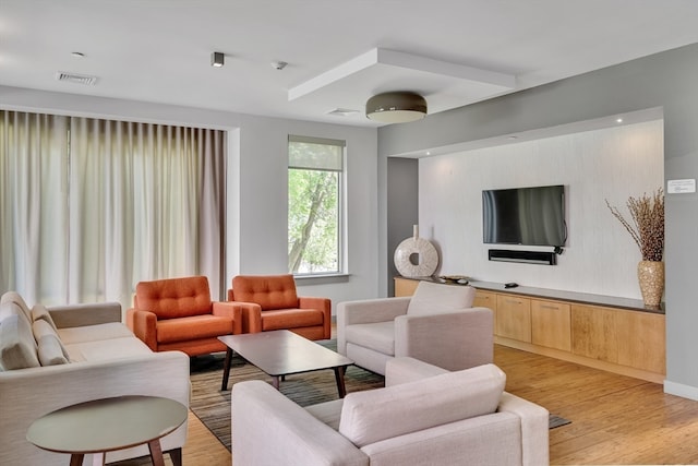 living room featuring light hardwood / wood-style flooring