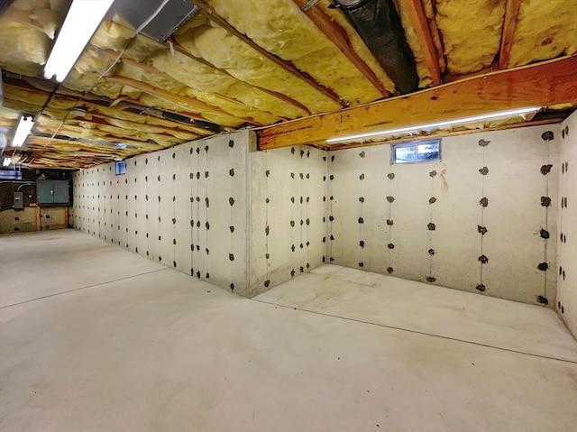 basement featuring electric panel