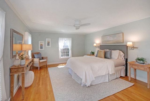 15 Edmonds Rd Unit 15, Concord, MA 01742 - bedroom with ornamental molding, light wood-type flooring, baseboards, and a ceiling fan
