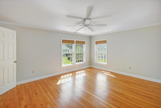 15 Edmonds Rd Unit 15, Concord, MA 01742 - spare room featuring a ceiling fan, baseboards, crown molding, and light wood-type flooring