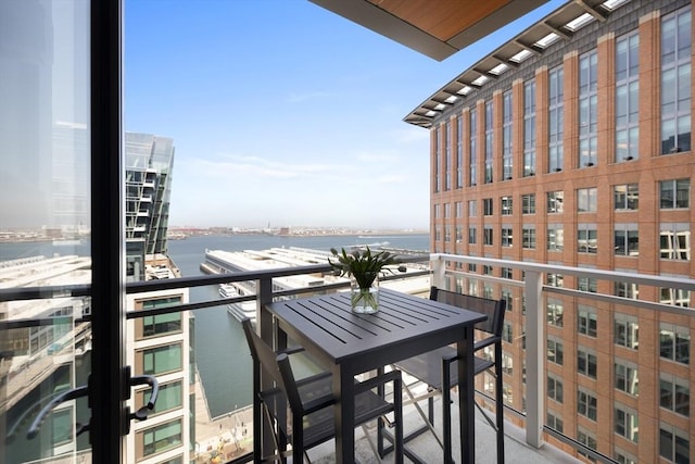 balcony with a water view