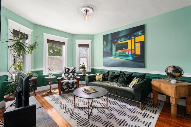 574 Ashmont St Unit 1, Boston, MA 02122 - living room with wainscoting and wood finished floors