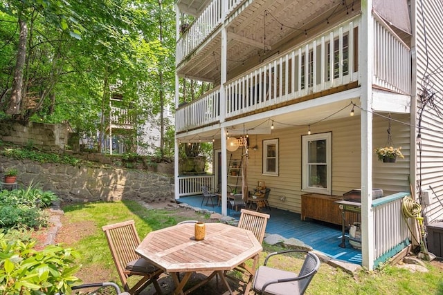 574 Ashmont St Unit 1, Boston, MA 02122 - view of patio / terrace featuring outdoor dining area and a wooden deck