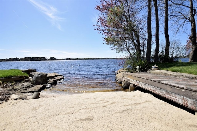 view of dock featuring a water view