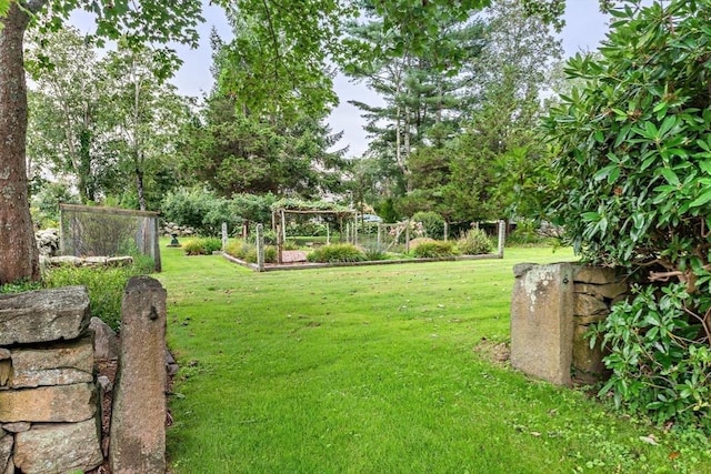 167 Bakerville, Dartmouth, MA 02748 - view of green lawn with a garden