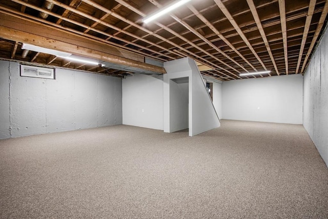 basement with carpet