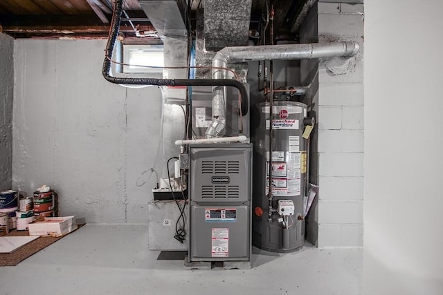 utility room featuring gas water heater