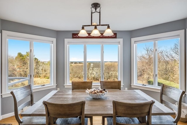 dining room with a wealth of natural light and baseboards