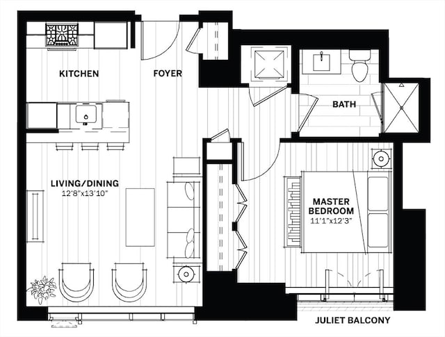 133 Seaport Blvd Unit 1007, Boston, MA 02210 - home floor plan