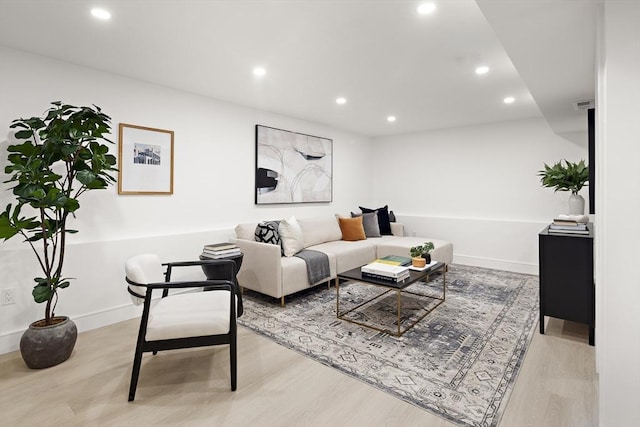 living room featuring light hardwood / wood-style flooring