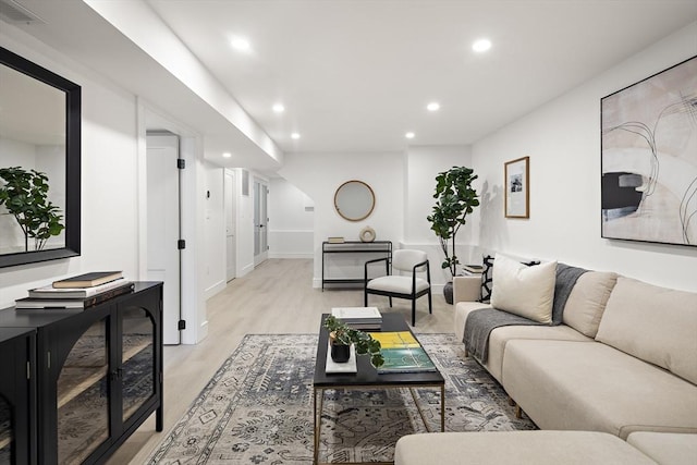 living room featuring light hardwood / wood-style floors