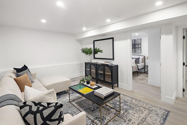 living room with light wood-type flooring