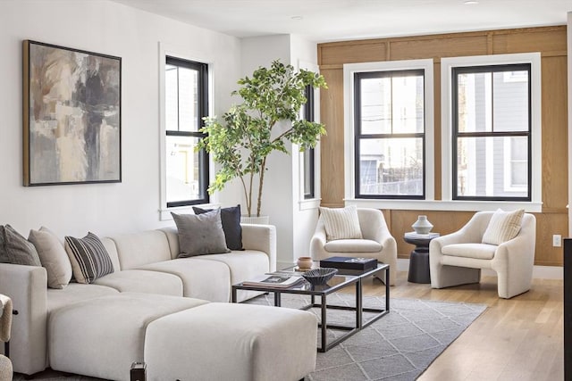 interior space with light hardwood / wood-style flooring