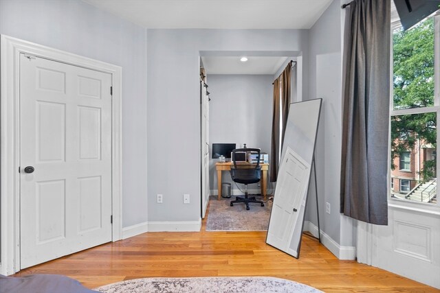 office featuring light wood-type flooring